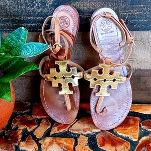 Tory Burch Miller Sandal Gold Logo